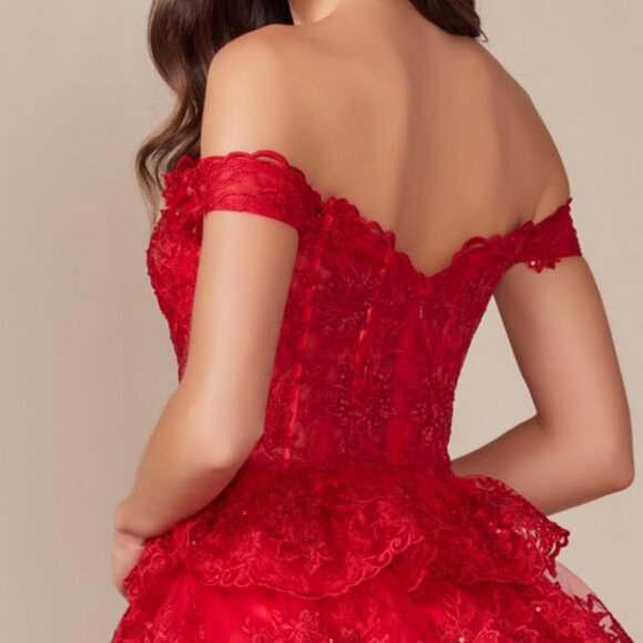 NEW OFF SHOULDER RUFFLED COCKTAIL RUFFLED DRESS W/ SWEETHEART NECKLINE NX R877 - Picture 8 of 9